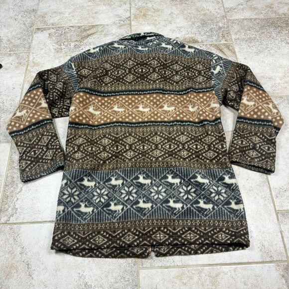 Vintage NY 10018 Jacket Womens Medium 90s Southwest Western Fair Isle Fleece - Picture 8 of 12